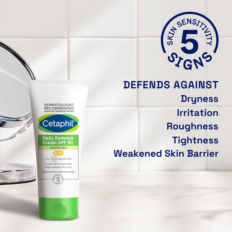 Cetaphil Daily Defence Cream SPF50, with UVA/UVB filters for Sensitive