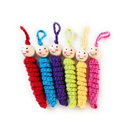 Sorgenwürmchen Glückswürmchen, Worry Worm, handmade, gehäkelt, verschiedene Farben, Sorgenwurm, 1 Stück (grün)