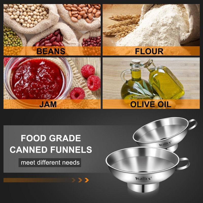 WALFOS Jam Funnel Wide Neck, 10cm & 14cm Canning Funnels