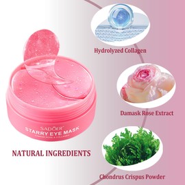 Under Eye Patches, Collagen Under Eye Mask, Dark Circles Under Eye Treatment, Puffy Eyes Bags Under Eyes Removal, Anti-Aging, Reduce Wrinkle, Skincare, Hydrating - 30 Pairs (Rose)