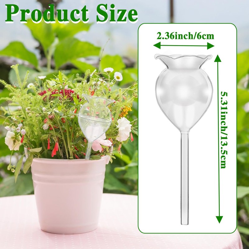 Haawooky 8 Pack Self Watering Globes,Clear Glass Plant Water Bulbs,Hand