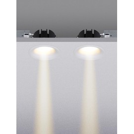 TORCHSTAR 5CCT Trimless 3 Inch LED Recessed Light, 12W 3 Inch Canless Dimmable LED Downlights with Junction Box, Curve Recessed Downlight, 2700K/3000K/4000K/4500K/6500K Selectable, CRI 90, Pack of 2