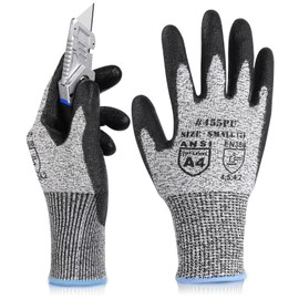 DONFRI Work Gloves, Cut Resistant Gloves, Blade-proof, Work Gloves, Anti-Slip, Non-Cut, Disaster Prevention, PU Coating, Level 5 Cut Resistance (1, S)