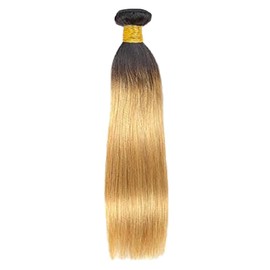 Lakaisa Straight Human Hair Bundles 100% Unprocessed Brazilian Remy Hair 1B27 Blonde Ombre Real Hair Weft Extensions Sew-in Hair 1 Bundle for Woman 22 Inches