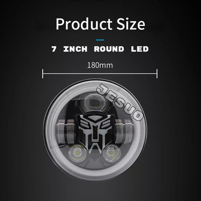 JESUO PAIR 7" inch Round LED Headlights High/Low Beam For