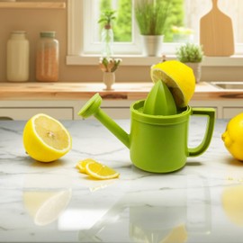 Homoji Manual Creative Lemon Juicer with Watering Can Design Easy Squeeze Lemon Lime Orange Press Durable Kitchen Tool with Pour Spout Simple to Clean in Lime Green 2.8oz with 50ml