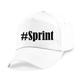 Base Cap Hashtag #Sprint Baseball Cap Baseball Cap Hashtag Diamond for Men and Women in Trendy Colours Black and White Hip Hop Streetwear Baseball Cap with Large Peak, White