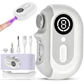 Electric Nail Clipper 4-in-1 Automatic Nail Trimmer with LED Light & Nail File USB Rechargeable Baby Nail Clipper Safe for Baby Kids Seniors Adults & 