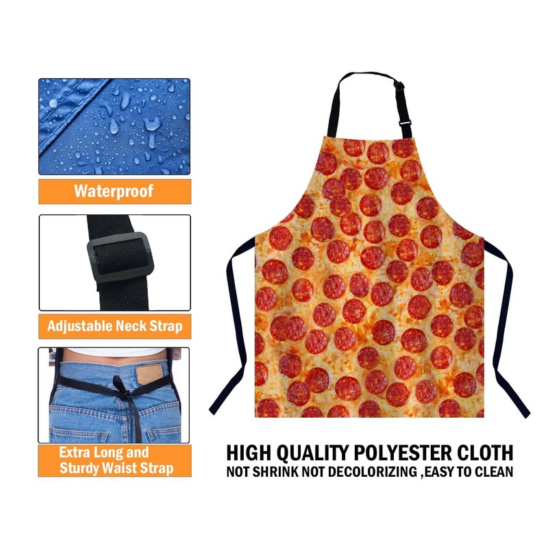 BGBDEIA Pizza Pepperoni Kitchen Apron for Women Men, Unisex Adjustable