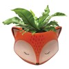 Streamline Imagined Ceramic Orange Fox Planter, Drainage Hole, Orange