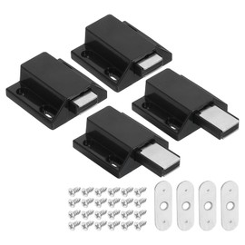 sourcing map 4 Pcs Magnetic Push Latches for Cabinet Door, 1.5x1.26 Inch Push to Open Door Latch Cabinet Hardware, Hidden Door Release Drawer Pull on Closet Touch, Plastic Black 38x32mm