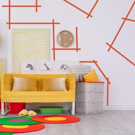 Tangerine Peel and Stick Modern Vinyl Line Wall Decals, Large Geometric Pattarn on Wall Stickers Living Room Game Playroom Kids Tollder Teens Bedroom Home Decor