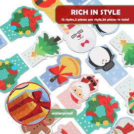 36 Pieces Christmas Magnetic Bookmarks Bulk Double Sided Page Marker Cute Santa Snowman Pattern Bookmarks Xmas Page Clips for Kids Winter Holiday School Gift
