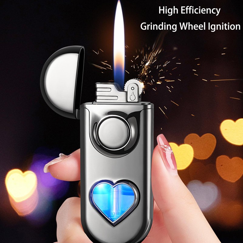 Torch Lighter, Dual Flame Lighter with 6pcs Flint Stone, Windproof