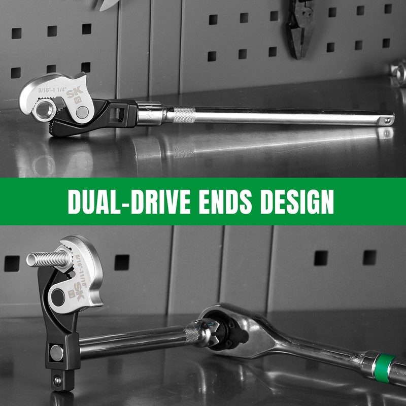 3-Piece Adjustable Crows Foot Wrench Set, 1/4" & 3/8" &