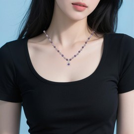Purple Pearl Necklace for Women Amethyst Crystal Pendant Pearl Jewelry Anniversaries Birthday Gifts (Amethyst)