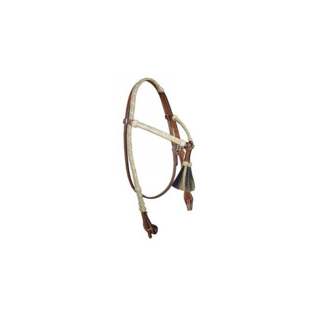 Riata Leather Crossover Headstall with Rawhide and Horsehair Accents