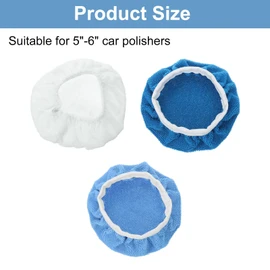 sourcing map 6pcs Car Polisher Bonnet Buffing Pad Set Micro-Fiber Cotton Fabric Polishing Buffing Pad Cover for 5"-6" Car Buffer Bonnets Polisher