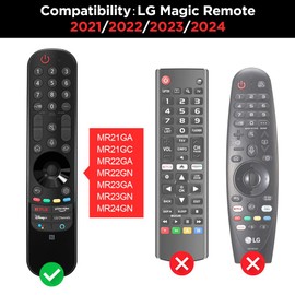 Silicone Case for LG AN-MR21GA / AN-MR22GA Remote Control [Shockproof] Anti-Slip Protective Cover for LG MR23GA MR24GN Magic Remote Case Sleeve Holder Protector Skin (Black)
