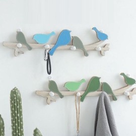 Natural Wood New Wall Mount Hook Choose 1 Blue
