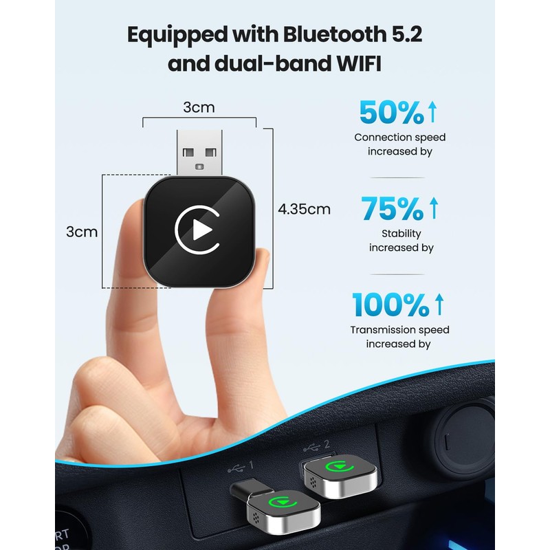 Wireless CarPlay Adapter & Android Auto Dongle 2-in-1 | Fast