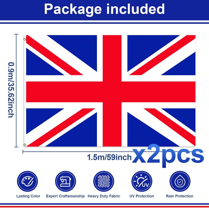 Wonlonda Union Jack Flag, 150 x 90 cm, 2pcs Great