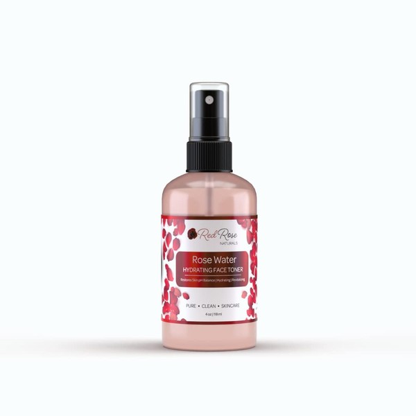 Red Rose Naturals Rosewater Toner, 100% Natural Hydrating Rose Water