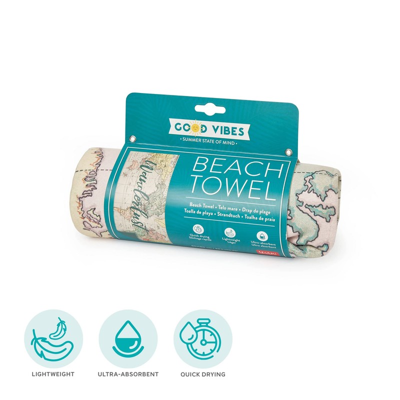 Legami - Travel Beach Towel, Quick Drying, Highly Absorbent Microfibre