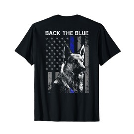 Back The Blue Thin Blue Line Flag K-9 German Shepherd Police T-Shirt