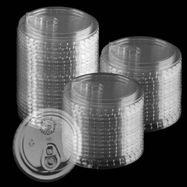 KOHAND 300 PCS 20 oz Crystal Clear Strawless Sipper Lid, 98mm PET Plastic Strawless Lid with Snap for 12-24 oz Cups, Clear Disposable PET Lids for Lemonade, Ice Latte, Party Drinks
