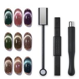 Coollooda Nail Art Tool, Set of 3, Magnetic Nail, Dedicated Magnet Tool, Nail Design, Nail Town, Cat Eye Nail Tool, Cat's Eye Effect, Cylindrical Shape, Super Strong, Strong Magnet Type, Black