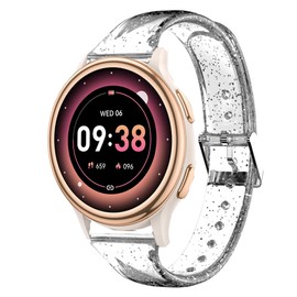 Compatible with HaSaKei Smart Watches Band, 20mm Women, Soft Silicone Glitter Clear Sport Strap Compatible with HaSaKei G53 1.27" Smart Watches (For 20mm size band, Clear)