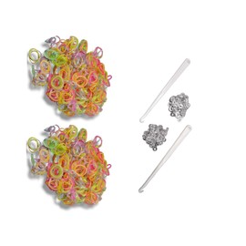 Loom Bands Set for Children, 1200 Rubber Bands with S-Hooks and 2 Crochet Hooks, Creative Bracelets Make Yourself (Glow in the Dark)