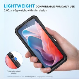 Lanhiem for Moto G Play 2024 Case, IP68 Waterproof Dustproof Shockproof Case with Built-in Screen Protector, Full Body Underwater Protective Cover for Moto G Play 2024 Only, Black