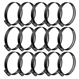 BOTTEN 15pcs Hose Clamp,1-9/16" - 2.5"(40-63mm)304 Stainless Steel Adjustable Worm Gear Black Hose Clamp Assortment Kit,radiator hose clamps fuel line clamps for Plumbing