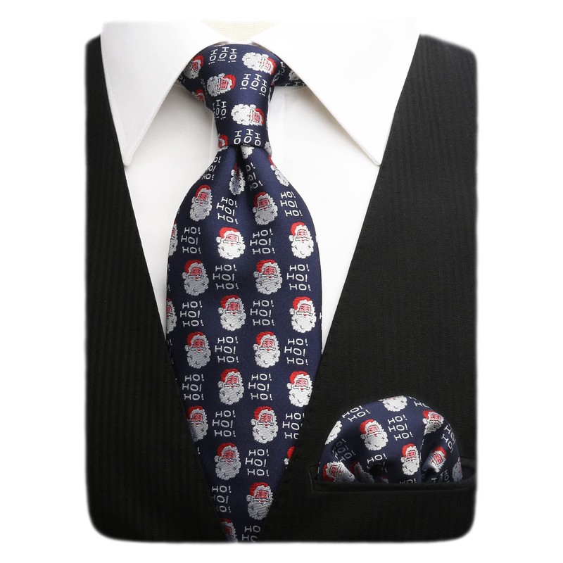 TaecMin Corbata de Navidad para hombre con pañuelo y pañuelo,