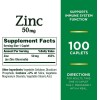 Zinc 50mg Apoyo Inmunológico, Nature's Bounty 100 Tab Sin Sabor