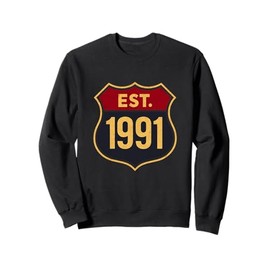Vintage 1991 Birthday Retro Highway Sign EST. 91 Sweatshirt