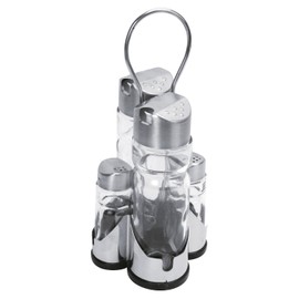Equinox Vinegar, Oil, Salt and Pepper Set with Holder