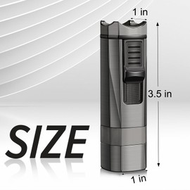Kantion Torch Lighter, 4 Jet Flame Lighter Refillable Butane Windproof Lighter with Punch & Holder Gift for Men Women (Nickel Black, Without Gas)