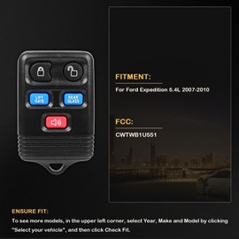 1 X Keyless Entry Remote Control for Ford Expedition 5.4L 2007-2010 5 Buttons 315Mhz