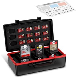 36 Ranuras Estuche para Tarjetas de Memoria,SD MSD Soporte Almacenamiento de Tarjetas para 21 SD SDHC SDXC CFexpress Tipo-A PSV PS Vita & 15 MSD Microsd TF,Resistente al Agua & Anti-Golpes & Notas