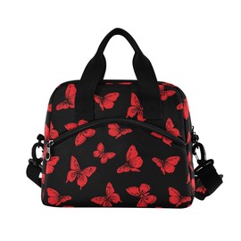 ALAZA Lunch Bags for Women Girls Boys, Butterfly Insulated Lunch Box with Shoulder Straps and Handle, Crossbody Tote Lunch Bag for School Office