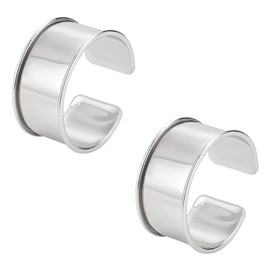 UNICRAFTALE Pack of 2 Ribbed Bangle Punk Style Wide Band Open Cuff Bracelet Adjustable Alloy Wrist Cuff Wrap Bracelet for Gemstone Leather Inlay Bangle Making, Metal