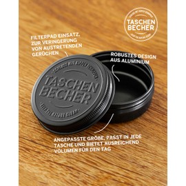 Taschenbecher Pocket Ashtray Odour-Proof Ashtray for Travel Ashtray to Go (Black Matt/Light Gold) (Black Matt)