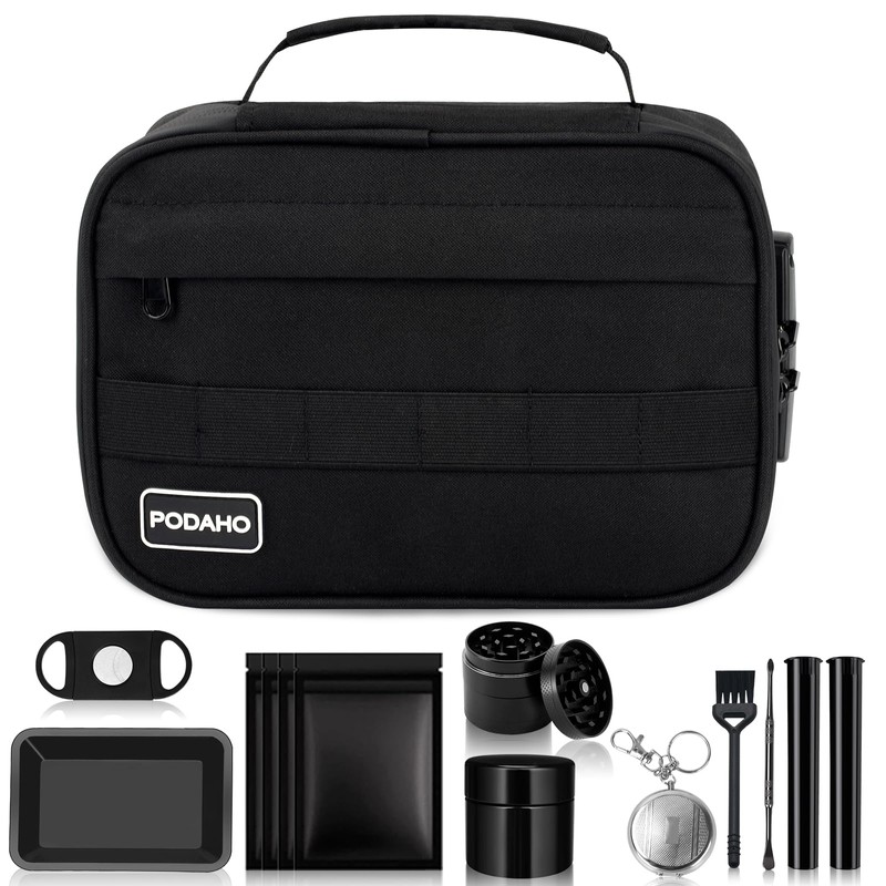 PODAHO Large Smell Proof Stash Bags with 9 Accessories, Premium