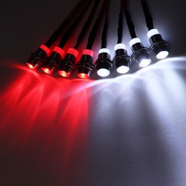 Treehobby 8Leds LED Light Headlights Taillight Kit Accessories Lights Compatible with traxxas HSP RC4WD Tamiya Redcat Axial SCX10 RC Car Crawler Truck Tank,5mm(4 White + 4 Red)