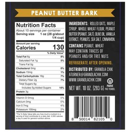 Granolachik Artisanal Granola Bark, Vegan, No Refined Sugars Maple Syrup Sweetened, 10oz (Chocolate Peanut Butter Crunch, 1 Pack)