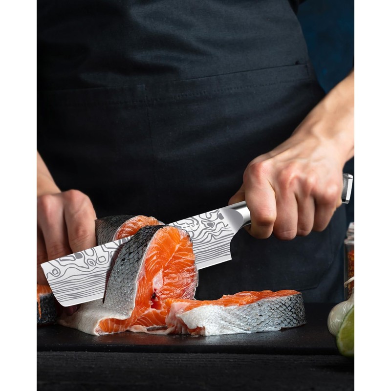 MOSFiATA 7” Nakiri Chef's Knife with Finger Guard, German High