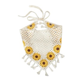 SHENHE Women's Crochet Head Scarf Knitted Tie Hair Bandana Headband Head Kerchief Fringe Yellow One-Size